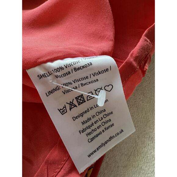 Emily And Fin Roller Skate Dress Sz S Skating Coral Orange Retro Pockets RARE! - Picture 15 of 15